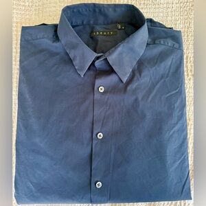 Theory Sylvain Wealth Dress Shirt XL Blue Cotton Blend Button Front